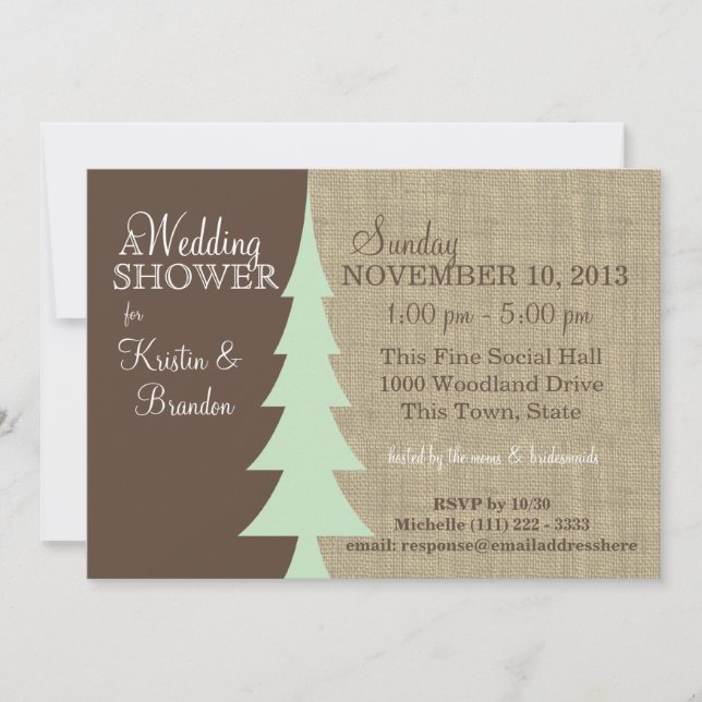 Invitación Ducha de novias Pine Tree Woodland (Anverso)