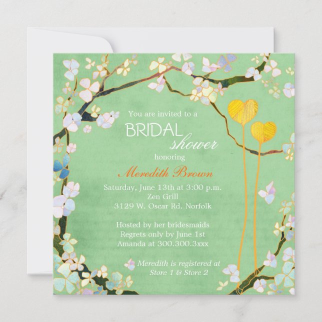 Invitación Ducha de novias Pistachio Green Floral (Anverso)