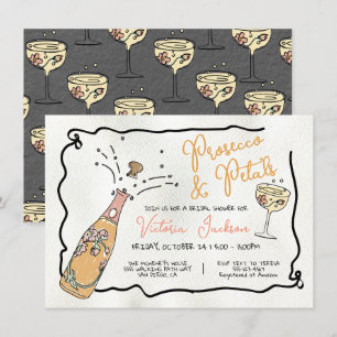 Invitación Ducha de novias Presecco y Petals con drenaje manu