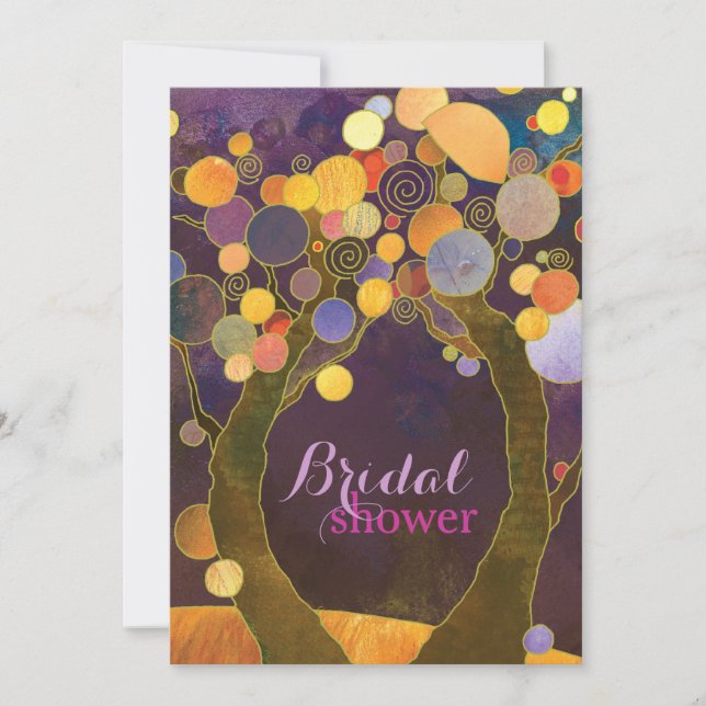 Invitación Ducha de novias púrpura de Vibe de otoño (Anverso)