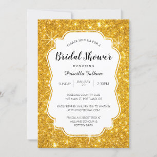 Invitación Ducha de novias Purpurina con espárragos dorados