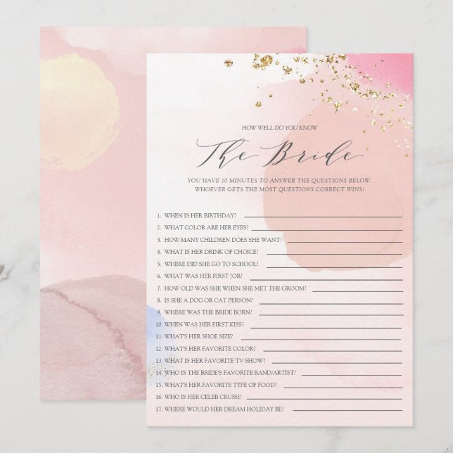 Invitación Ducha De Novias Qué Bien Conoce El Juego De Novia (Anverso / Reverso)
