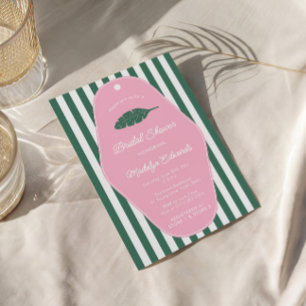 Invitación Ducha De Novias Retro Rosa Y Verde De Hoja De Bana