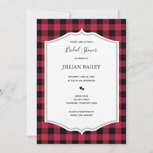 Invitación Ducha de Novias Rojas de Búfalo Clásico