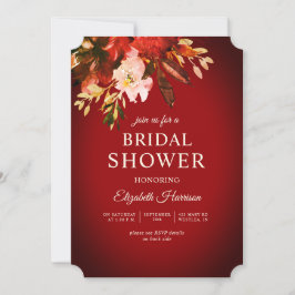 Invitación Ducha de Novias Rojas Quemada Floral de Otoño