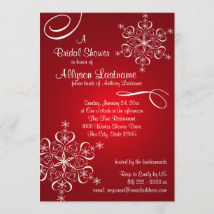 Invitación Ducha de Novias Rojas Snowflake
