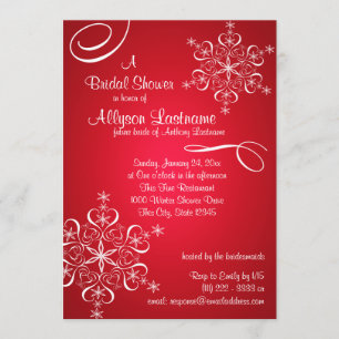 Invitación Ducha de Novias Rojas Snowflake