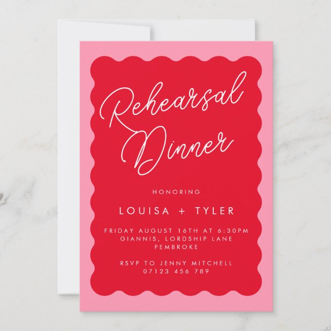 Invitación Ducha de novias rojas y rosadas retro negrita (Anverso)
