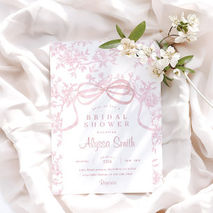 Invitación Ducha de novias rosa claro y toile