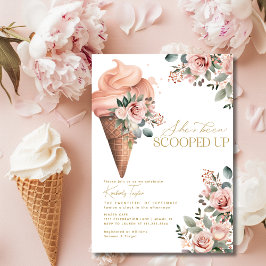 Invitación Ducha De Novias Rosa De Floral De Helado Con Crema