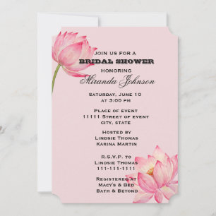 Invitación Ducha de novias rosa Lotus Flower