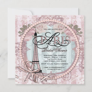 Invitación Ducha de novias rosa rosada en París