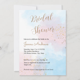 Invitación Ducha de novias rosa y azul pastel