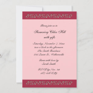 Invitación Ducha de novias rosada y de perlas