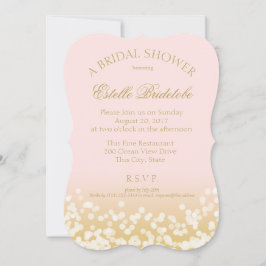 Invitación Ducha de novias rosada y dorada