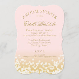 Invitación Ducha de novias rosada y dorada