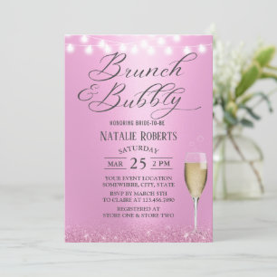 Invitación Ducha de novias rosadas y de brunch y bubbly