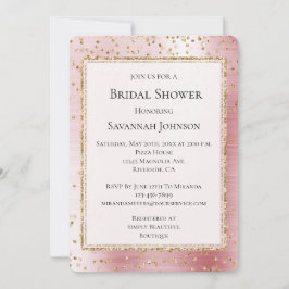 Invitación Ducha de novias Rubor Pink Glam Sparkle Confetti
