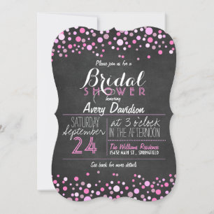 Invitación Ducha de novias Rubor Retro Rosa y Blanco