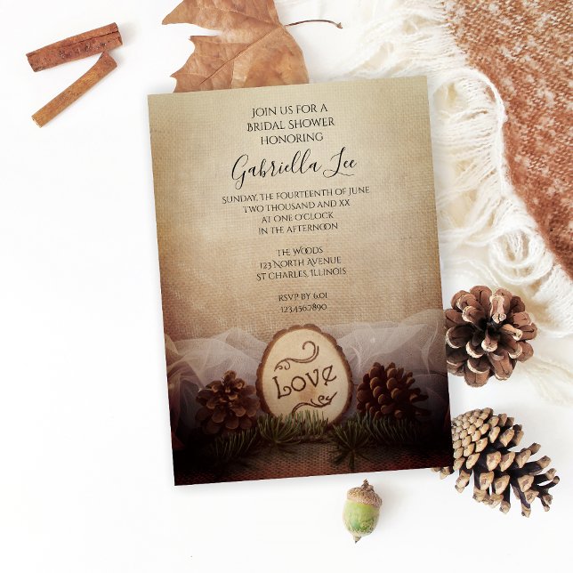 Invitación Ducha de novias Rusa Natural Pines Woods (Subido por el creador)