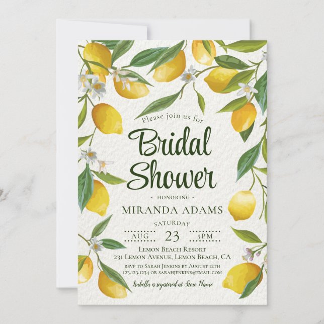 Invitación Ducha de novias rusas Boho Lemon (Anverso)