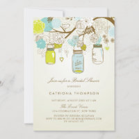 Ducha de novias Rustic Blue and Yellow Mason Jars