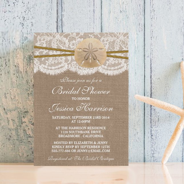 Invitación Ducha de novias Rustic Sand Dollar Beach (Subido por el creador)