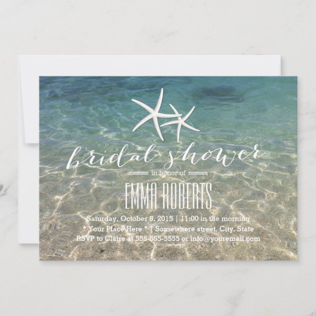 Invitación Ducha de novias Starfish Beach Summer (Anverso)