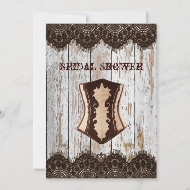 Invitación Ducha de novias steampunk de corsé de países occid (Anverso)