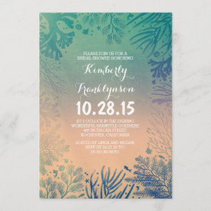 Invitación Ducha de novias subacuática del océano Verde azula