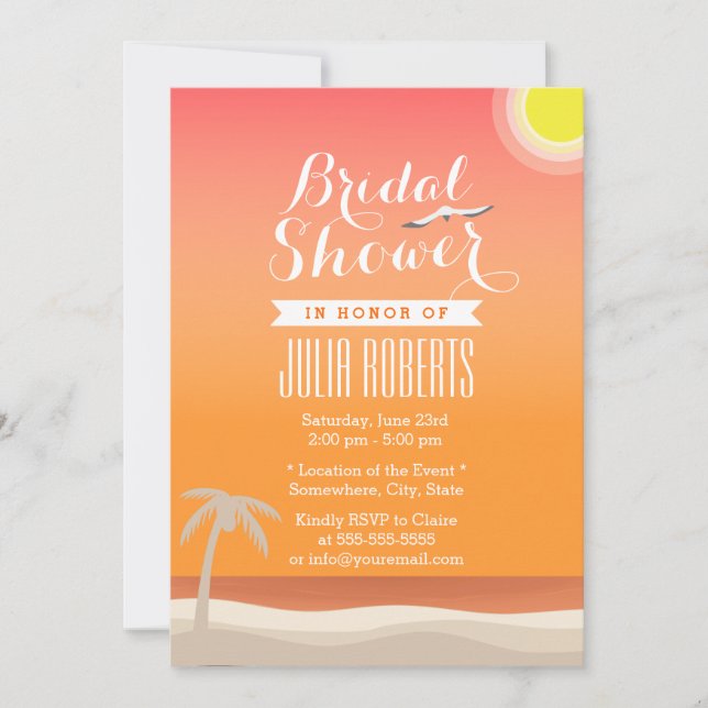 Invitación Ducha de novias Summer Beach Sunset (Anverso)