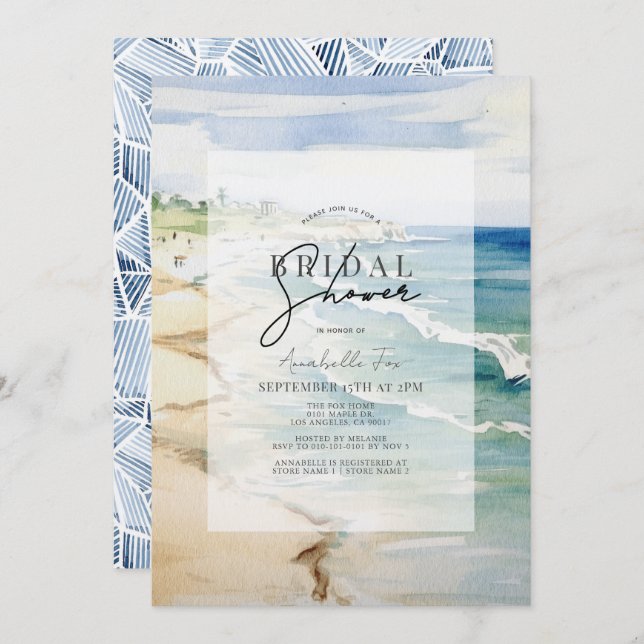 Invitación Ducha de novias Tropical Beach Ocean Sea (Anverso / Reverso)