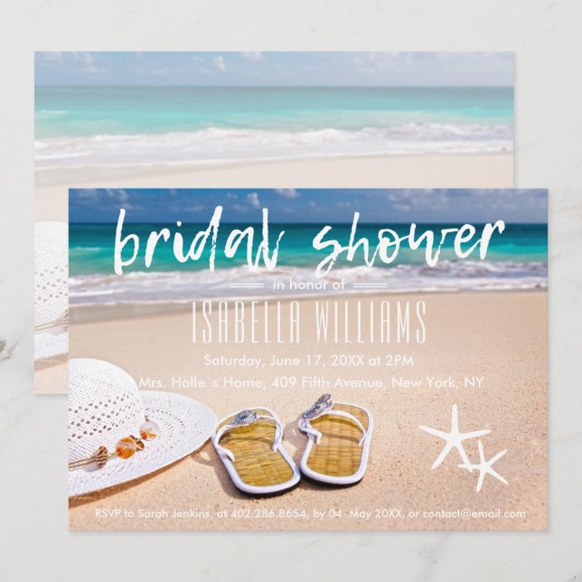 Invitación Ducha de novias Tropical Ocean Beach (Anverso / Reverso)