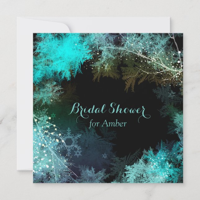Invitación Ducha de novias Turquoise Starry Forest (Anverso)