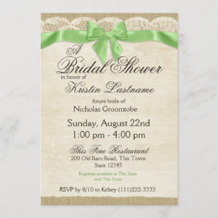 Invitación Ducha de novias verde de primavera y de encaje