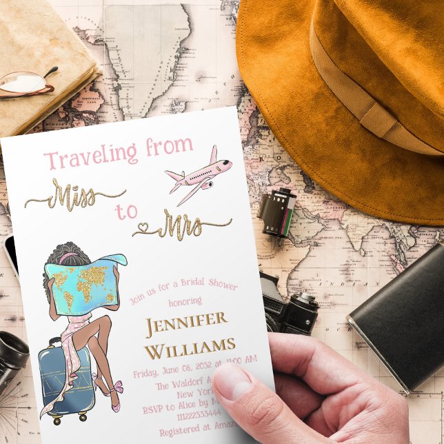 Invitación Ducha de novias viajando de señorita a señora. (Subido por el creador)