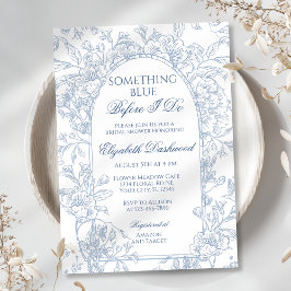 Invitación Ducha de novias vintage Blue Floral Toile