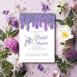 Invitación Ducha De Novias Wisteria Y Bicicleta
