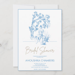 Invitación Ducha de novios Blue and White Toile de Jouy