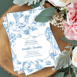 Invitación Ducha de novios Blue and White Toile de Jouy