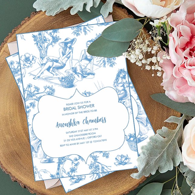 Invitación Ducha de novios Blue and White Toile de Jouy (Subido por el creador)
