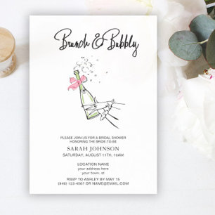 Invitación Ducha de novios Brunch & Bubbly Bow Champagne