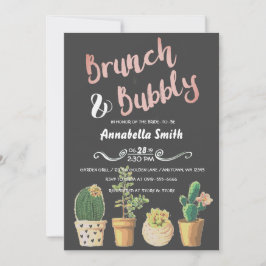 Invitación Ducha de novios Brunch & Bubbly Floral Chalkboard