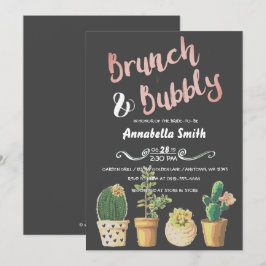 Invitación Ducha de novios Brunch & Bubbly Floral Chalkboard