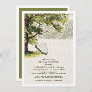Invitación Ducha de novios con arbusto de roble verde beige