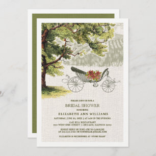 Invitación Ducha de novios con arbusto de roble verde beige