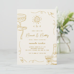 Invitación Ducha de novios con brunch y burbuja de manos en F