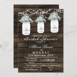 Invitación Ducha de novios de barnwood