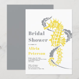 Invitación Ducha de novios de playa de caballito de mar gris 