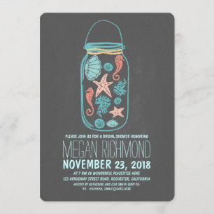 Invitación Ducha de novios en el tarro de la playa de masas n
